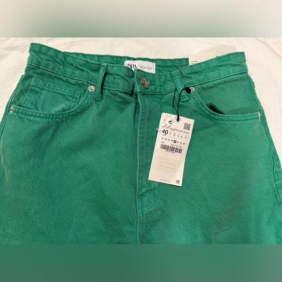 Zara High Rise Green Wide Leg Jeans Size 8 - Picture 6 of 15